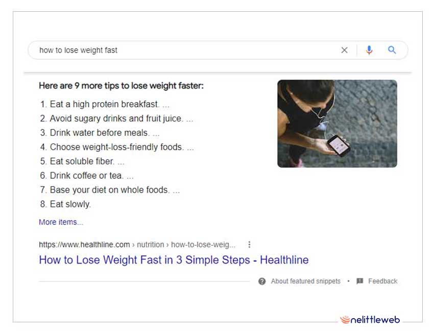 Lists featured snippets