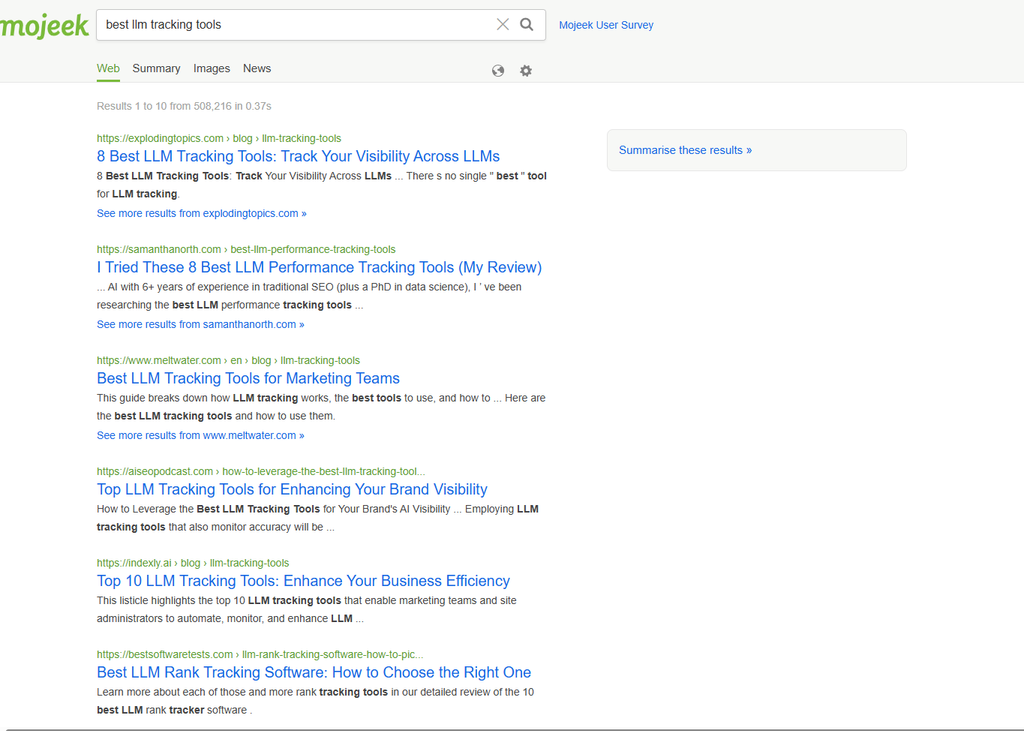 Mojeek search